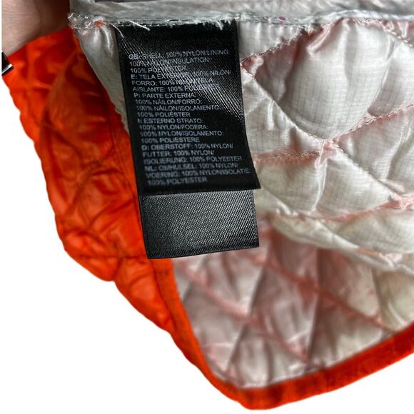 The North Face Thermoball Vest Womens M Blaze Orange Puffer Zip Pocket Outdoorsy - Picture 8 of 10